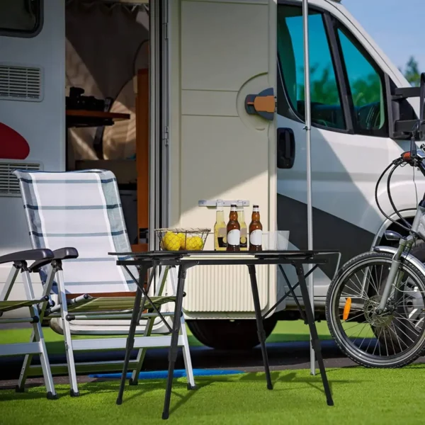 Campingtafel Klaptafel Van Aluminium Met Pakzak, In Hoogte Verstelbaar Zwart 4