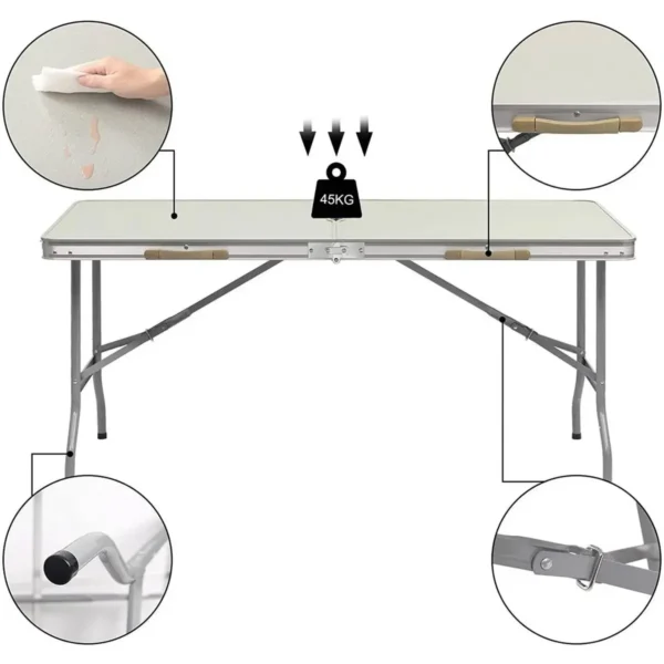 Campingtafel Klaptafel Voor 6 Personen Tuintafel Opklapbaar Grijs 4