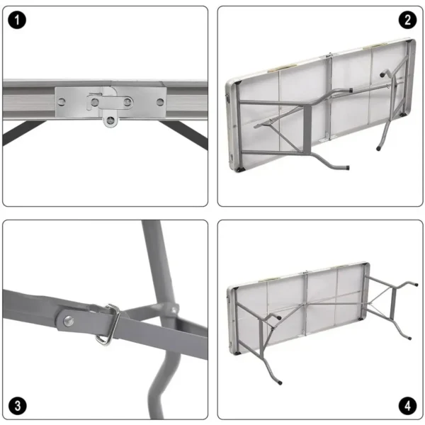 Campingtafel Klaptafel Voor 6 Personen Tuintafel Opklapbaar Grijs 5