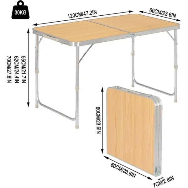 Campingtafel Opklapbare Tuintafel In Hoogte Verstelbaar Licht Eiken 3