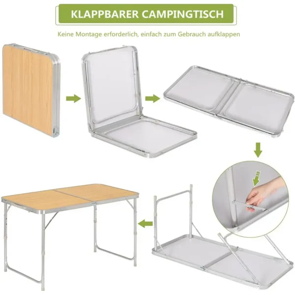 Campingtafel Opklapbare Tuintafel In Hoogte Verstelbaar Licht Eiken 7