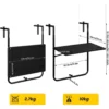 Diferza Balkonhangtafel, Opklapbaar, 3-traps In Hoogte Verstelbaar, Weerbestendig, Zwart 3