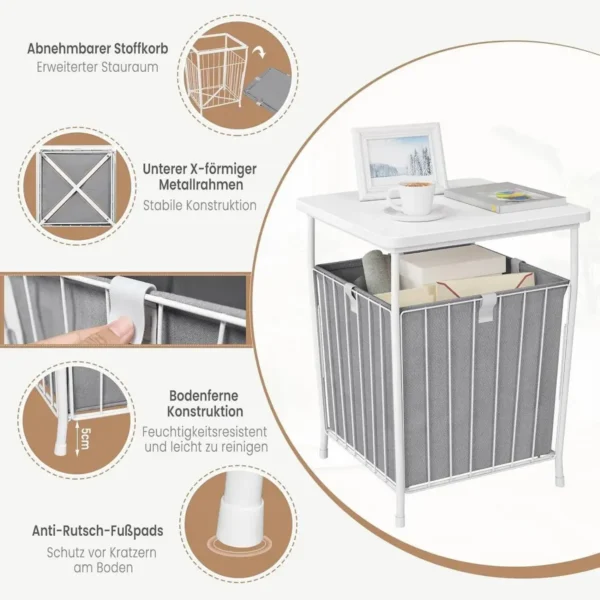 Diferza Bijzettafel Met Opbergruimte, Afneembaar Tafelblad, Gemaakt Van Metaal Houtmateriaal, Wit 5