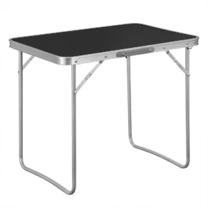 Diferza Campingtafel Opvouwbare Reistafel Met Handvat, Opvouwbaar Gemaakt Van Aluminium En MDF Zwart 1