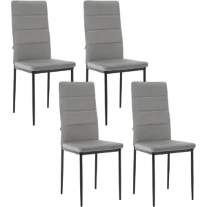 Diferza Eetkamerstoelen Set Van 4, Met Hoge Rugleuning Metalen Poten, Fluweel Donkergrijs 1