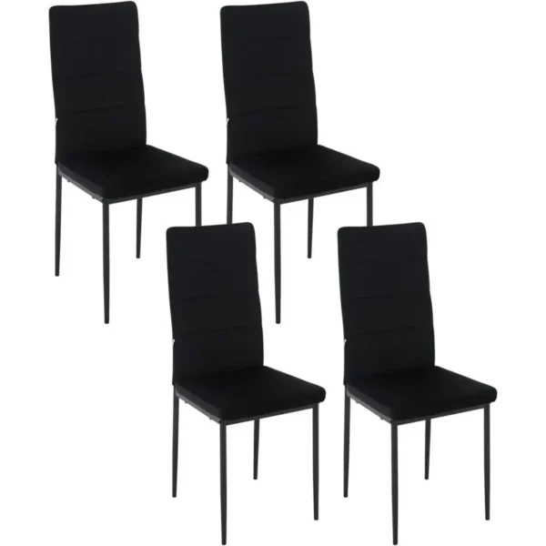 Diferza Eetkamerstoelen Set Van 4, Met Hoge Rugleuning Metalen Poten, Zwart Fluweel 1