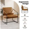 Diferza Fauteuil, Middeleeuwse Vintage Stijl, Met Metalen Frame, Kunstleren Bekleding, Lichtbruin 9