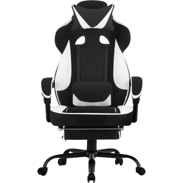 Diferza Gamingstoel Met Pocketveringkussen, Ergonomisch, Voetensteun, Mesh Stof Zwart+wit 8