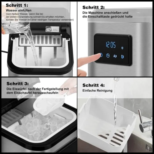 Diferza Ijsblokjesmachine, 2 Maten Ijsblokjes, 2 L, Met Timer-zelfreinigende Functie 8