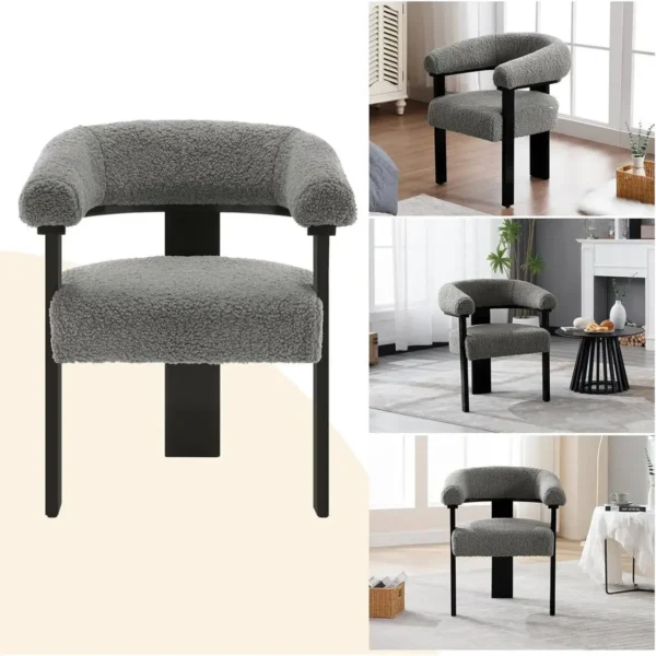 Diferza Loungestoel, Fauteuil, Met Fleece Zitting, Massief Houten Poten, Donkergrijs 6