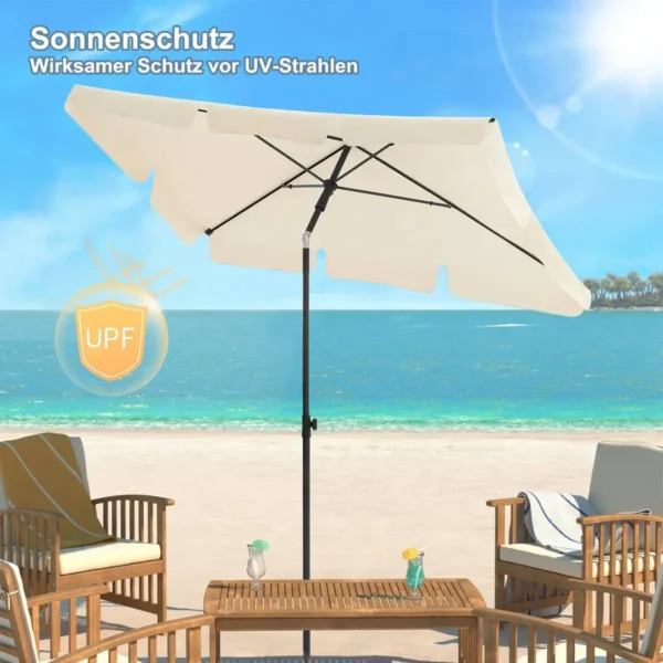 Diferza Parasol, Strandparasol, 45° Buigbaar, UV-bestendig, Waterdicht 200x120 Cm Beige 4