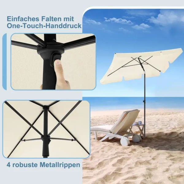 Diferza Parasol, Strandparasol, 45° Buigbaar, UV-bestendig, Waterdicht 200x120 Cm Beige 8