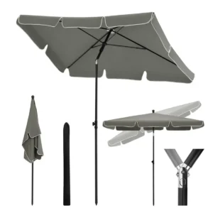 Diferza Parasol, Strandparasol, 45° Buigbaar, UV-bestendig, Waterdicht 200x120 Cm Donkergrijs 1