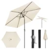 Diferza Parasol, Strandparasol, UV-bestendig, 45° Buigbaar, Handslinger, Zeshoekig Beige 270cm 1