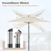 Diferza Parasol, Strandparasol, UV-bestendig, 45° Buigbaar, Handslinger, Zeshoekig Beige 270cm 4