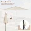 Diferza Parasol, Strandparasol, UV-bestendig, 45° Buigbaar, Handslinger, Zeshoekig Beige 270cm 5