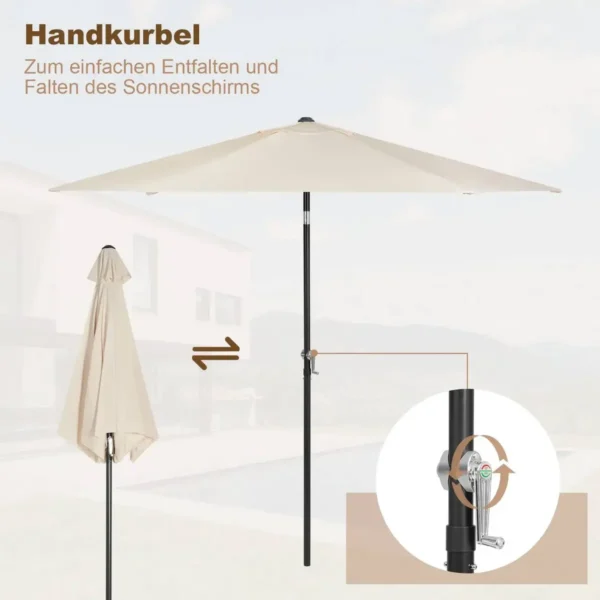 Diferza Parasol, Strandparasol, UV-bestendig, 45° Buigbaar, Handslinger, Zeshoekig Beige 270cm 5