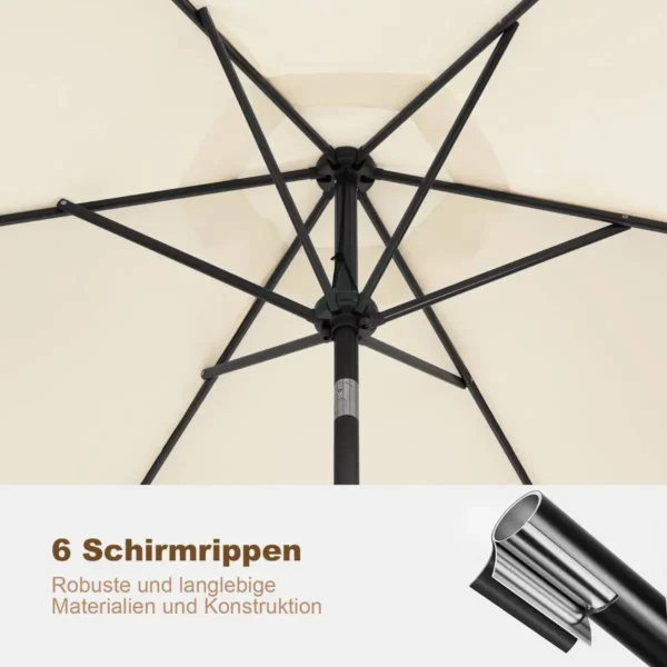 Diferza Parasol, Strandparasol, UV-bestendig, 45° Buigbaar, Handslinger, Zeshoekig Beige 270cm 6