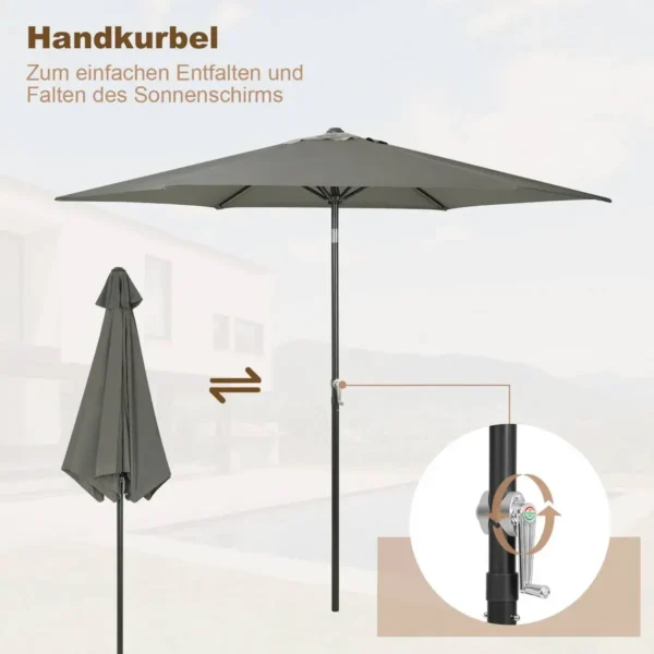 Diferza Parasol, Strandparasol, UV-bestendig, 45° Buigbaar, Handslinger, Zeshoekig Donkergrijs 270cm 5