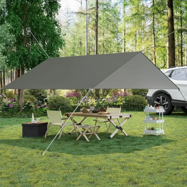 Diferza Tentzeil Waterdicht, Zonwering SPF50＋, Met Oogjes Touwen Haringen, Grijs 3x4 M 2