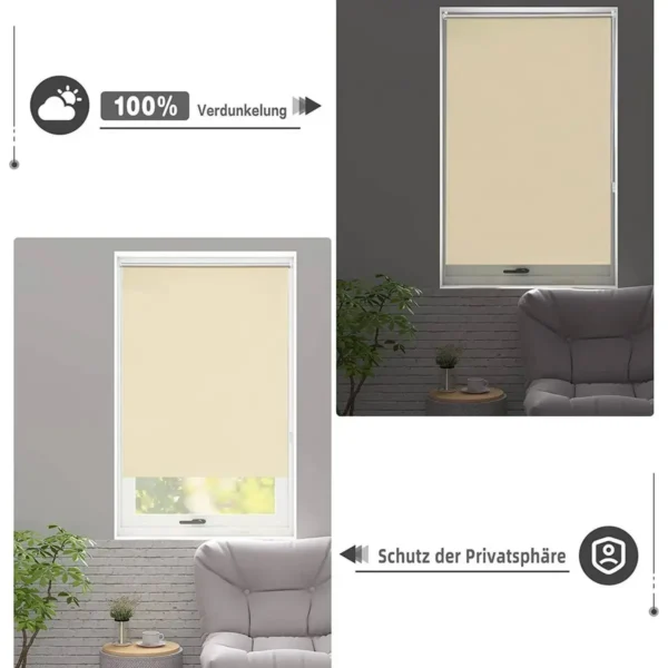 Diferza Thermisch Rolgordijn Klemmfix Zonder Boren Beige 100 X 160 Cm (B X H) 4