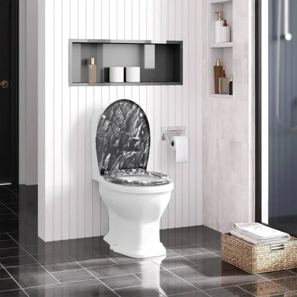 Diferza Toiletdeksel, Toiletbril Met Soft Close Mechanisme, Toiletbril, O-vorm, Steenmotief 2