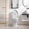 Diferza Toiletdeksel, Toiletbril Met Soft Close Mechanisme, Toiletbril, O-vorm, Wit Marmerpatroon 8