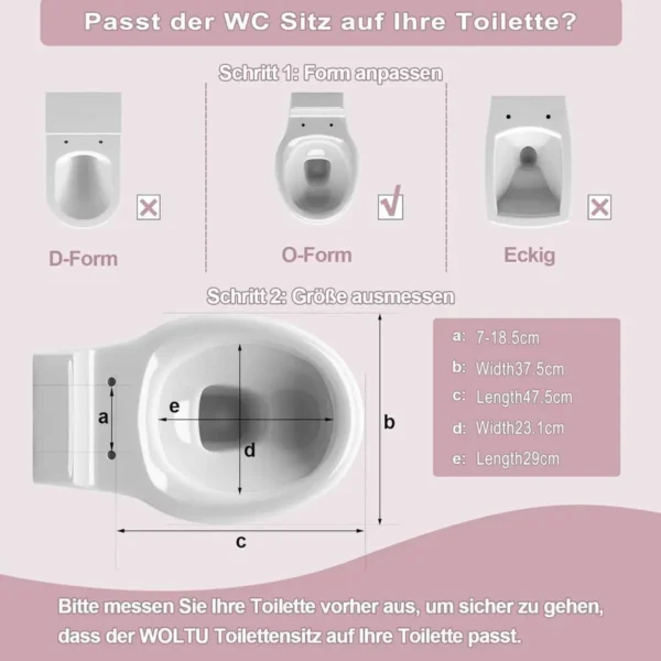 Diferza Toiletdeksel, Toiletbril Met Softclose-mechanisme, Toiletbril, O-vorm, Roze Cartoonpatroon 4