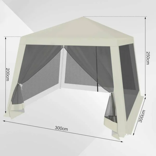 Diferza Tuinpaviljoen 3x3 M, Met Zijwanden Klamboe, Metaal, Partytent, Beige 3