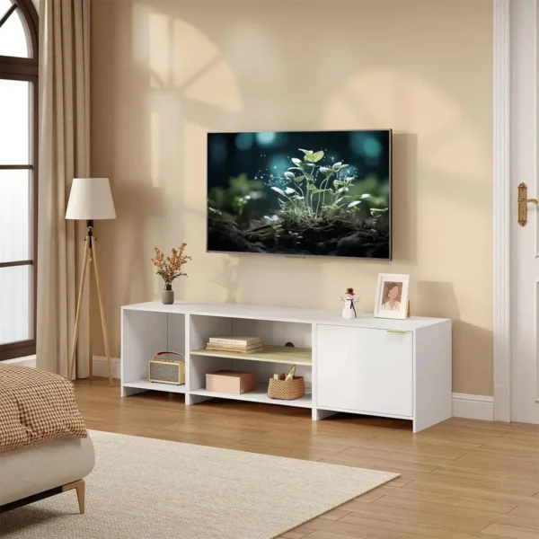 Diferza TV-meubel, TV-meubel, 3-in-1 TV-bord Deelbaar, Gemaakt Van Materiaal Hout, Wit 2