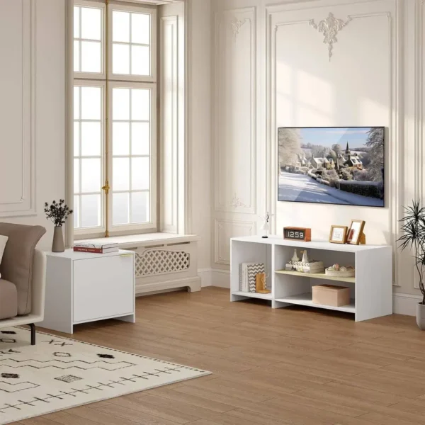 Diferza TV-meubel, TV-meubel, 3-in-1 TV-bord Deelbaar, Gemaakt Van Materiaal Hout, Wit 4