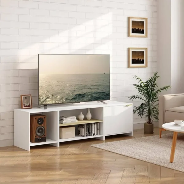 Diferza TV-meubel, TV-meubel, 3-in-1 TV-bord Deelbaar, Gemaakt Van Materiaal Hout, Wit 5