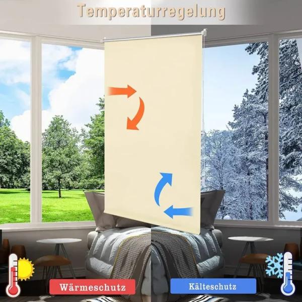 Diferza Verduisterend Rolgordijn Thermisch Rolgordijn Klemmfix Zonder Boren Beige 120X210cm (BxH） 3