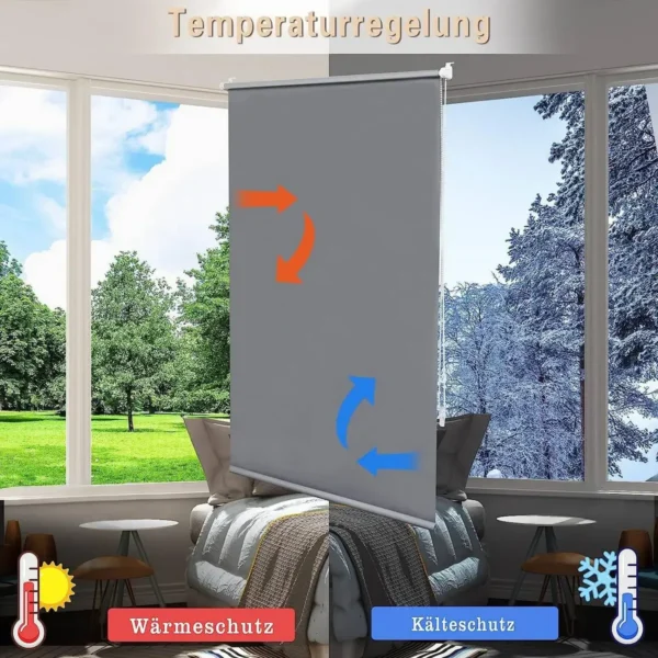 Diferza Verduisteringsrolgordijn Thermisch Rolgordijn Klemmfix Zonder Boren Grijs 100 X 210 Cm (B X H). 3