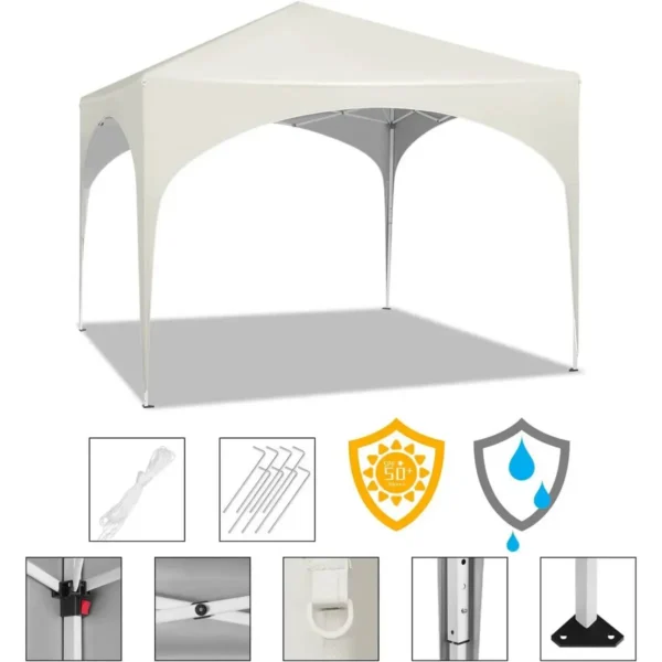 Diferza Vouwtent Pop-up Waterdicht, Zonwering Gemaakt Van Oxford Metalen Frame 3x3m Beige 7