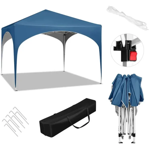 Diferza Vouwtent Pop-up Waterdicht, Zonwering Gemaakt Van Oxford Metalen Frame 3x3m Blauw 9