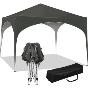 Diferza Vouwtent Pop-up Waterdicht, Zonwering Gemaakt Van Oxford Metalen Frame 3x3m Grijs 1