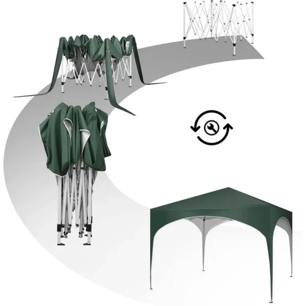 Diferza Vouwtent Pop-up Waterdicht, Zonwering Gemaakt Van Oxford Metalen Frame 3x3m Groen 8