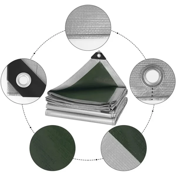 Diferza Waterdicht Zeildoek, 280 G/m² PE-beschermzeil Met Ogen, UV-stabiel Grijsgroen 3x5 M 3