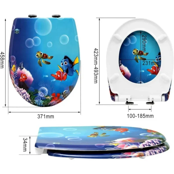 Duroplast Goldfish Cartoon Toiletbril Met Softclose-mechanisme En Snelbevestiging 5