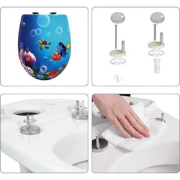 Duroplast Goldfish Cartoon Toiletbril Met Softclose-mechanisme En Snelbevestiging 7