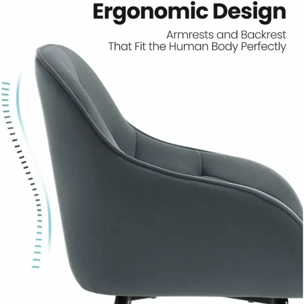 Eetkamerstoel, Ergonomische Fauteuil, Gemaakt Van Fluweel, Metalen Poten Donkergrijs 9