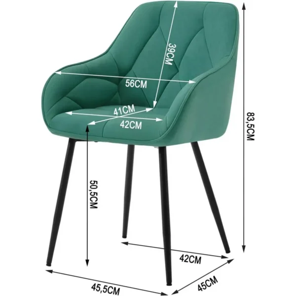 Eetkamerstoel, Ergonomische Fauteuil, Gemaakt Van Fluweel, Turquoise Metalen Poten 3