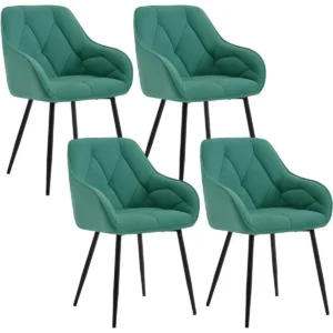 Eetkamerstoel, Ergonomische Fauteuil, Gemaakt Van Fluweel, Turquoise Metalen Poten 1