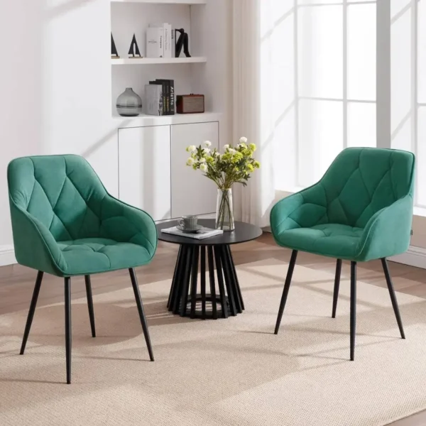 Eetkamerstoel, Ergonomische Fauteuil, Gemaakt Van Fluweel, Turquoise Metalen Poten 4