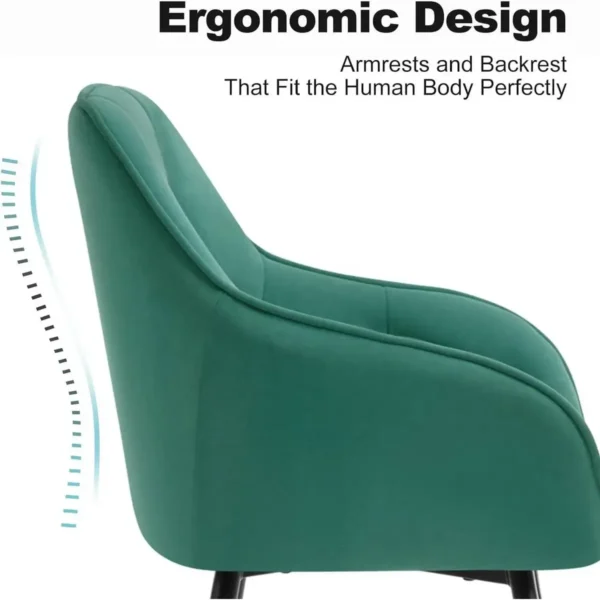 Eetkamerstoel, Ergonomische Fauteuil, Gemaakt Van Fluweel, Turquoise Metalen Poten 9