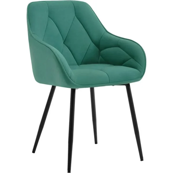 Eetkamerstoel, Ergonomische Fauteuil, Gemaakt Van Fluweel, Turquoise Metalen Poten 1