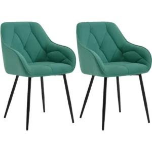 Eetkamerstoel, Ergonomische Fauteuil, Gemaakt Van Fluweel, Turquoise Metalen Poten 1