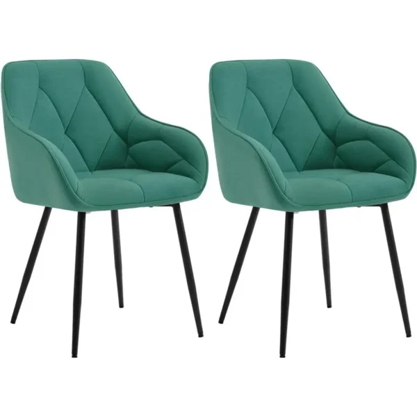 Eetkamerstoel, Ergonomische Fauteuil, Gemaakt Van Fluweel, Turquoise Metalen Poten 1