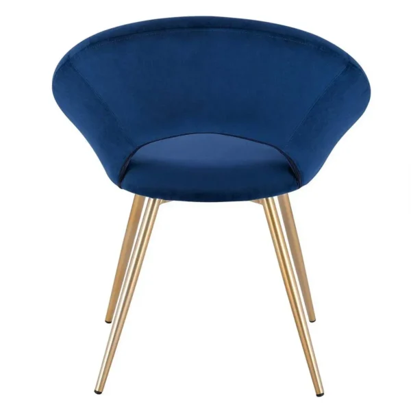 Eetkamerstoel Keukenstoel Fauteuil, Zitting Fluweel, Goud Metalen Poten Blauw 5